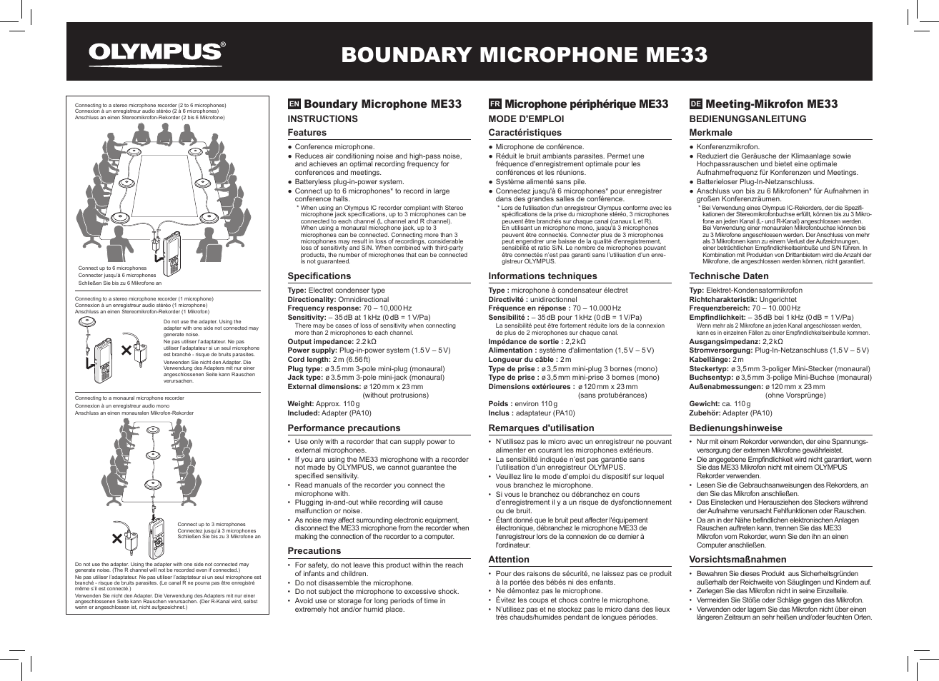 Olympus ME33 User Manual | 2 pages