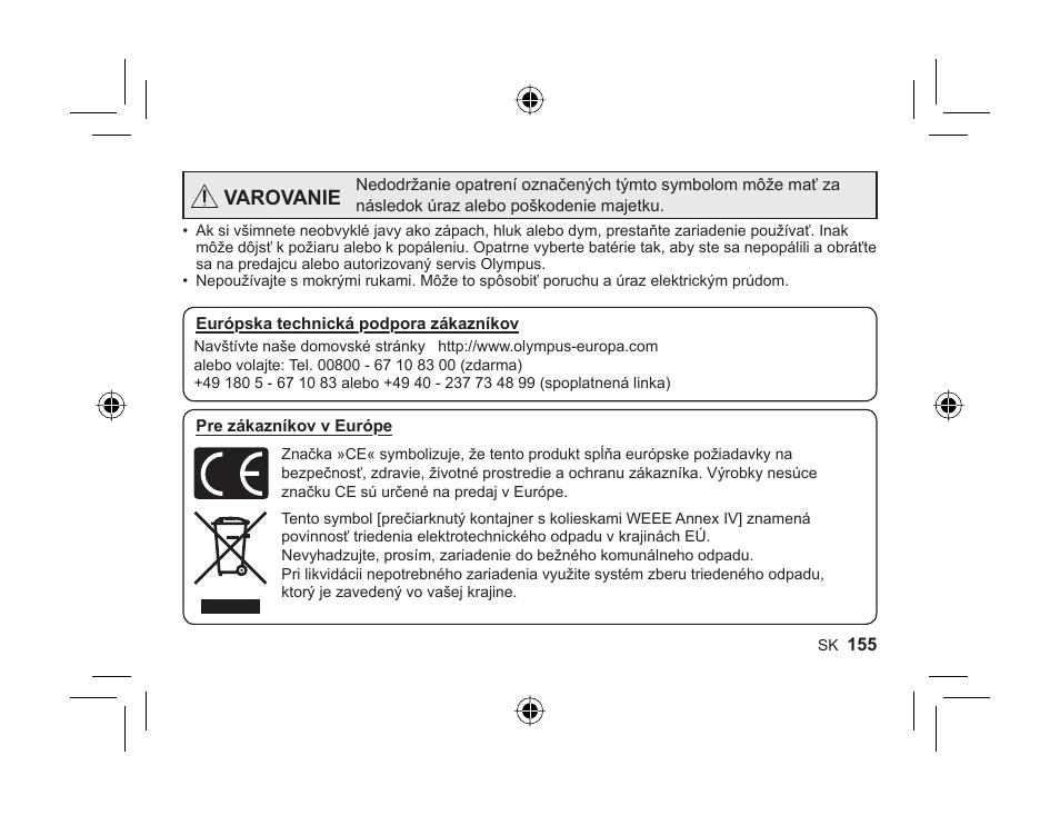 Varovanie | Olympus FL-300R User Manual | Page 153 / 162