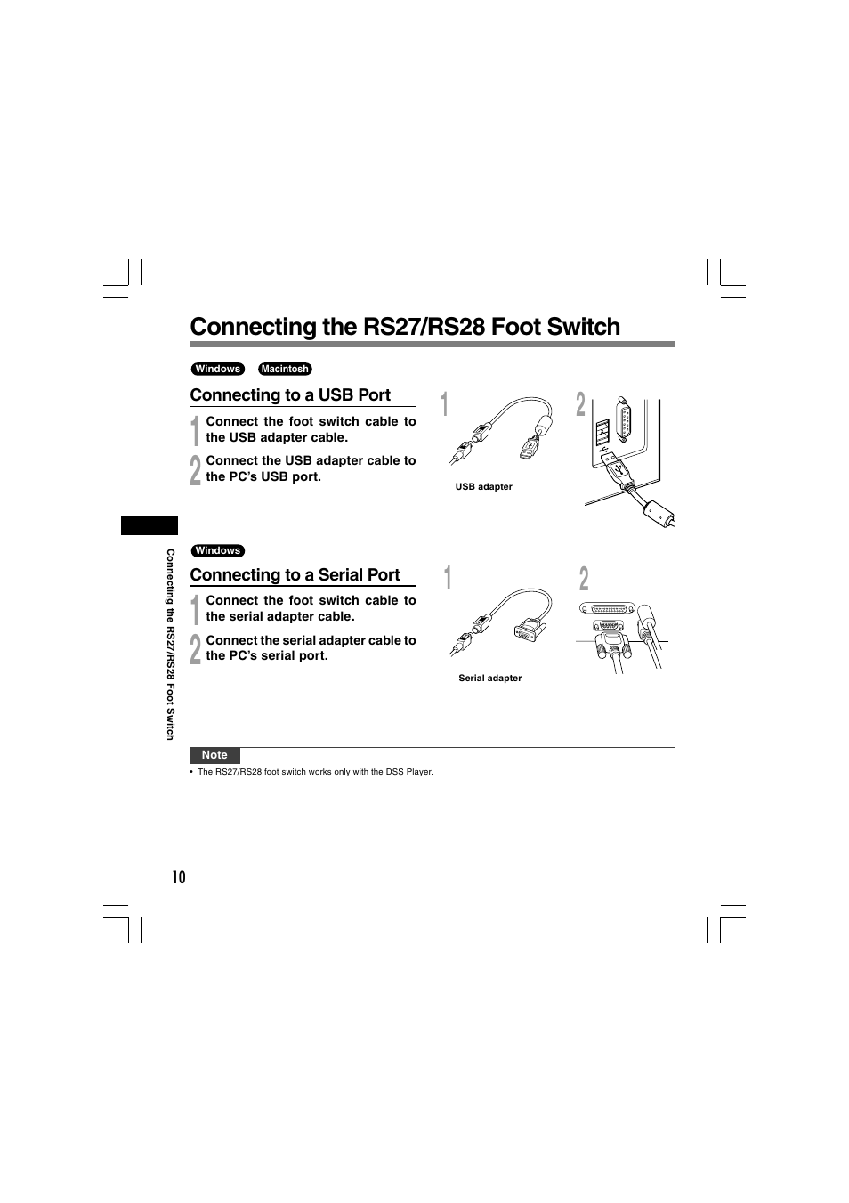 Connecting the rs27/rs28 foot switch | Olympus AS-5000 User Manual | Page 10 / 81