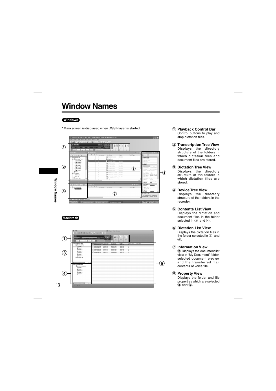 Window names | Olympus AS-5000 User Manual | Page 12 / 81