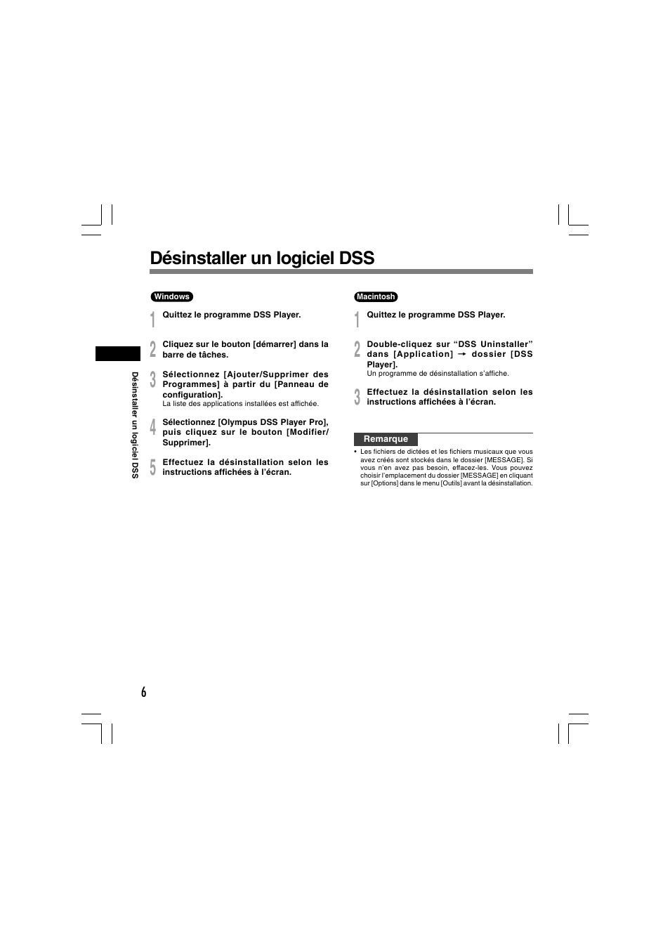 Désinstaller un logiciel dss | Olympus AS-5000 User Manual | Page 19 / 81