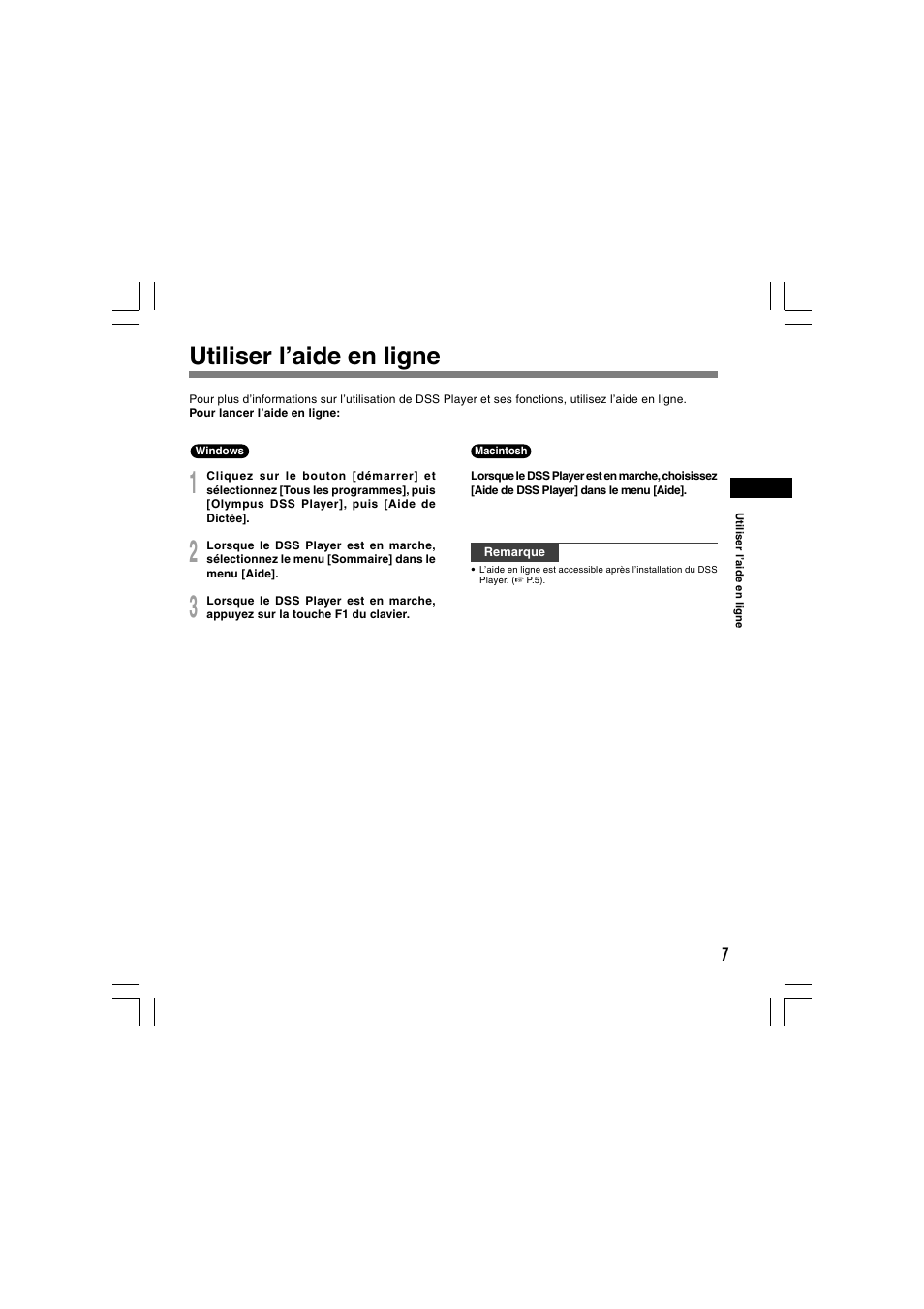 Utiliser l’aide en ligne | Olympus AS-5000 User Manual | Page 20 / 81