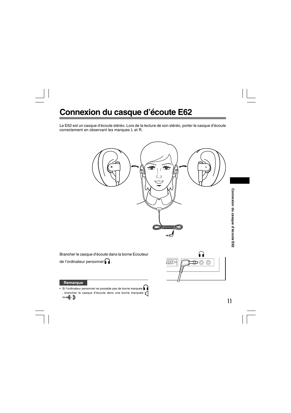 Connexion du casque d’écoute e62 | Olympus AS-5000 User Manual | Page 24 / 81