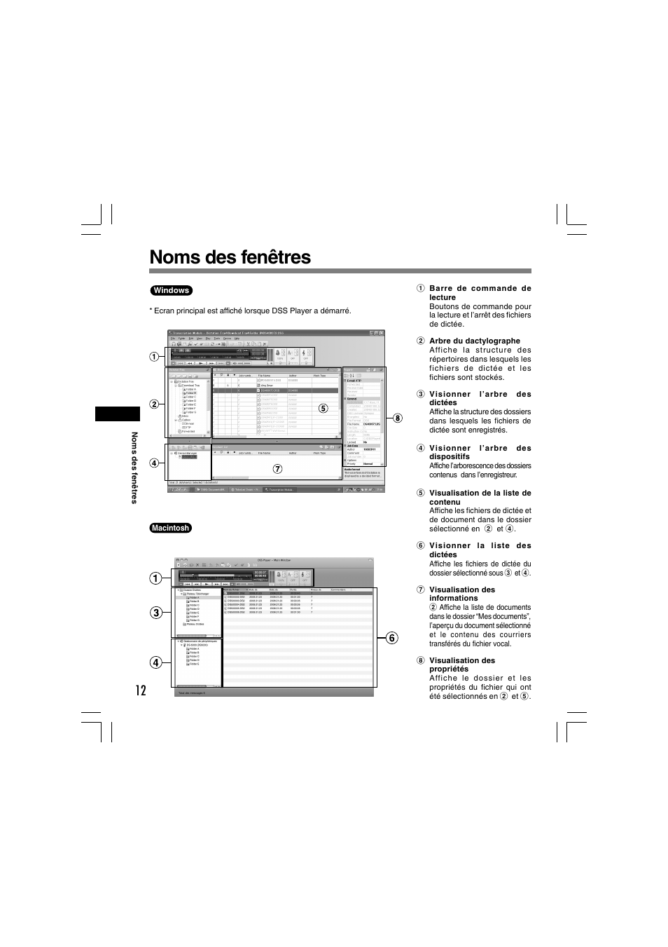 Noms des fenêtres | Olympus AS-5000 User Manual | Page 25 / 81