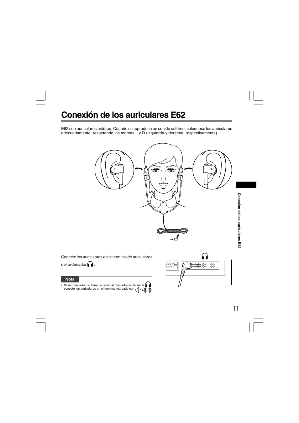 Conexión de los auriculares e62 | Olympus AS-5000 User Manual | Page 37 / 81