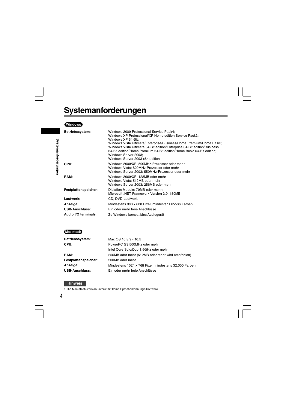 Systemanforderungen | Olympus AS-5000 User Manual | Page 43 / 81