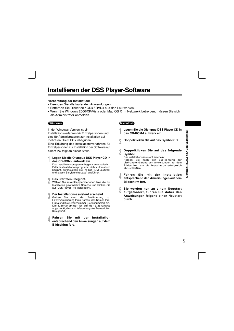 Installieren der dss player-software | Olympus AS-5000 User Manual | Page 44 / 81