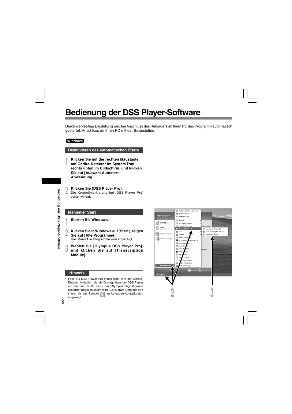 Bedienung der dss player-software | Olympus AS-5000 User Manual | Page 47 / 81