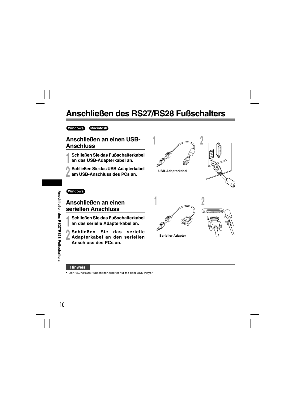 Anschließen des rs27/rs28 fußschalters | Olympus AS-5000 User Manual | Page 49 / 81