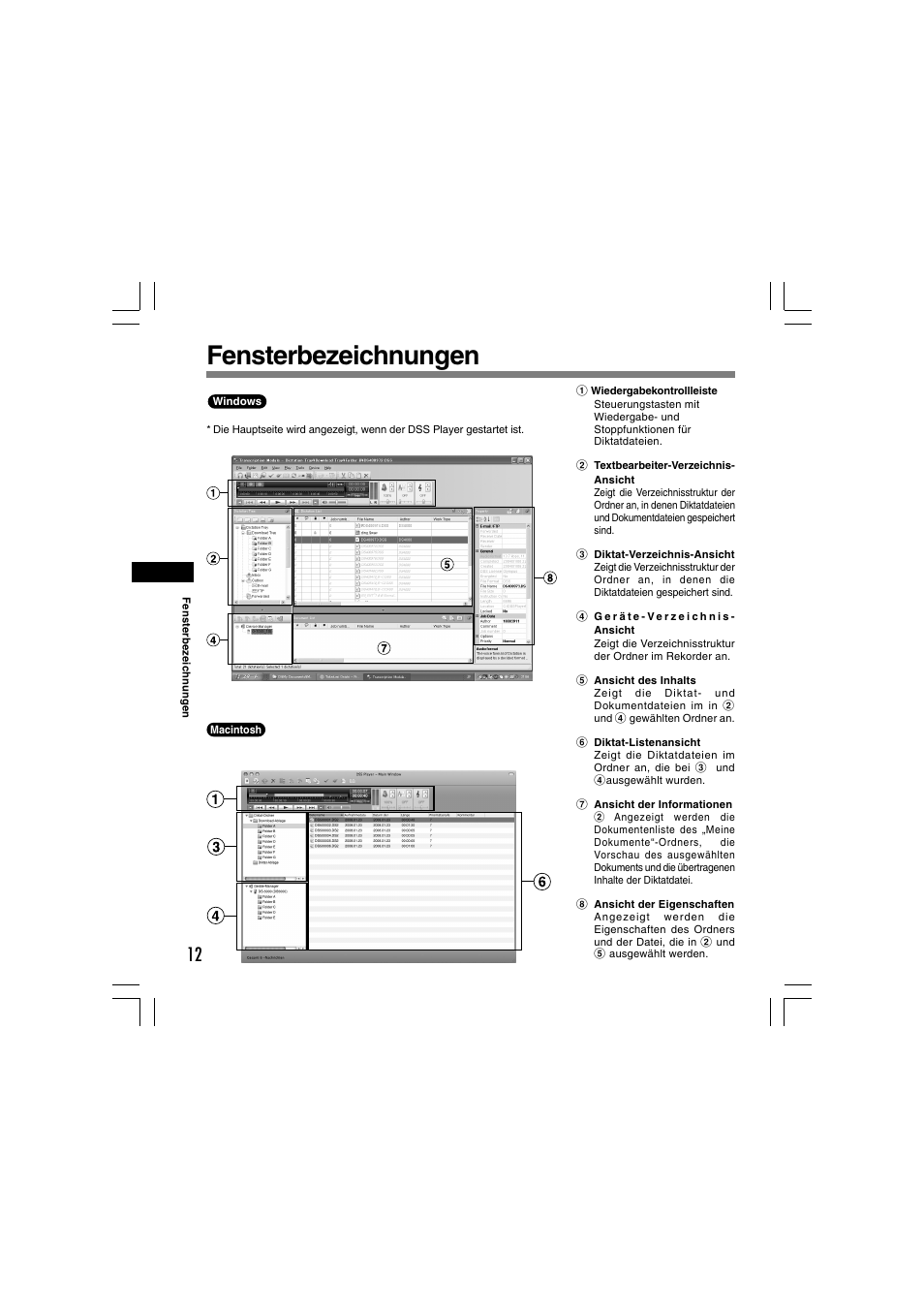 Fensterbezeichnungen | Olympus AS-5000 User Manual | Page 51 / 81