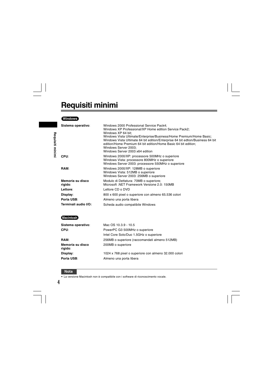 Requisiti minimi | Olympus AS-5000 User Manual | Page 56 / 81
