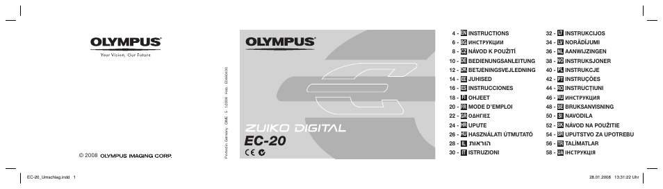 Olympus ZUIKO DIGITAL 2.0x Telekonverter EC-20 User Manual | 58 pages