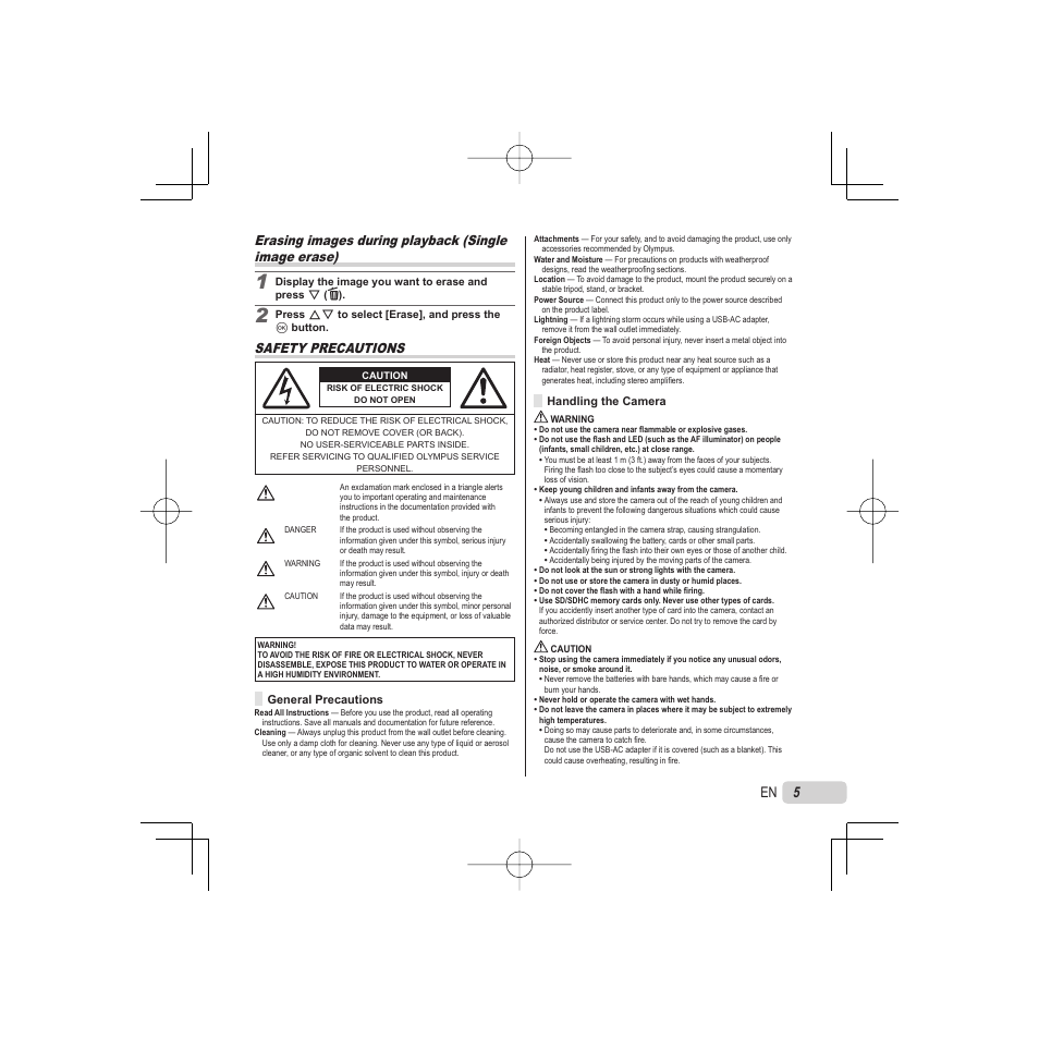 Safety precautions | Olympus VR-325 User Manual | Page 5 / 148