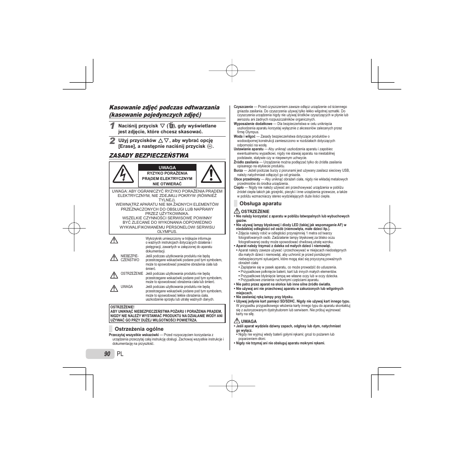 Zasady bezpieczeństwa | Olympus VR-325 User Manual | Page 90 / 148