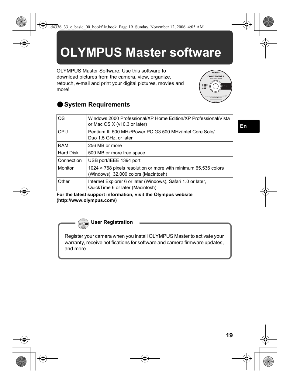 Olympus master software | Olympus FE-240 User Manual | Page 19 / 100