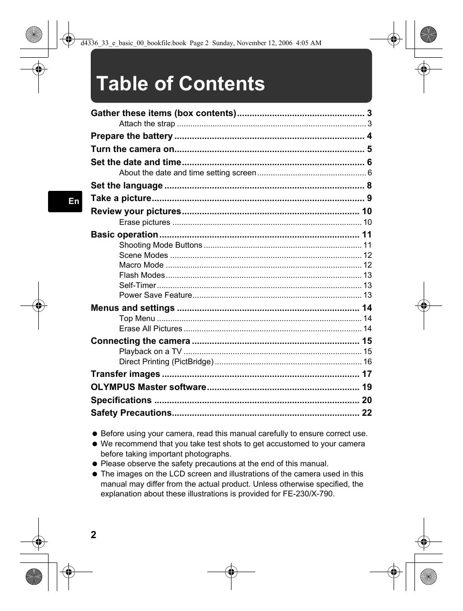 Olympus FE-240 User Manual | Page 2 / 100