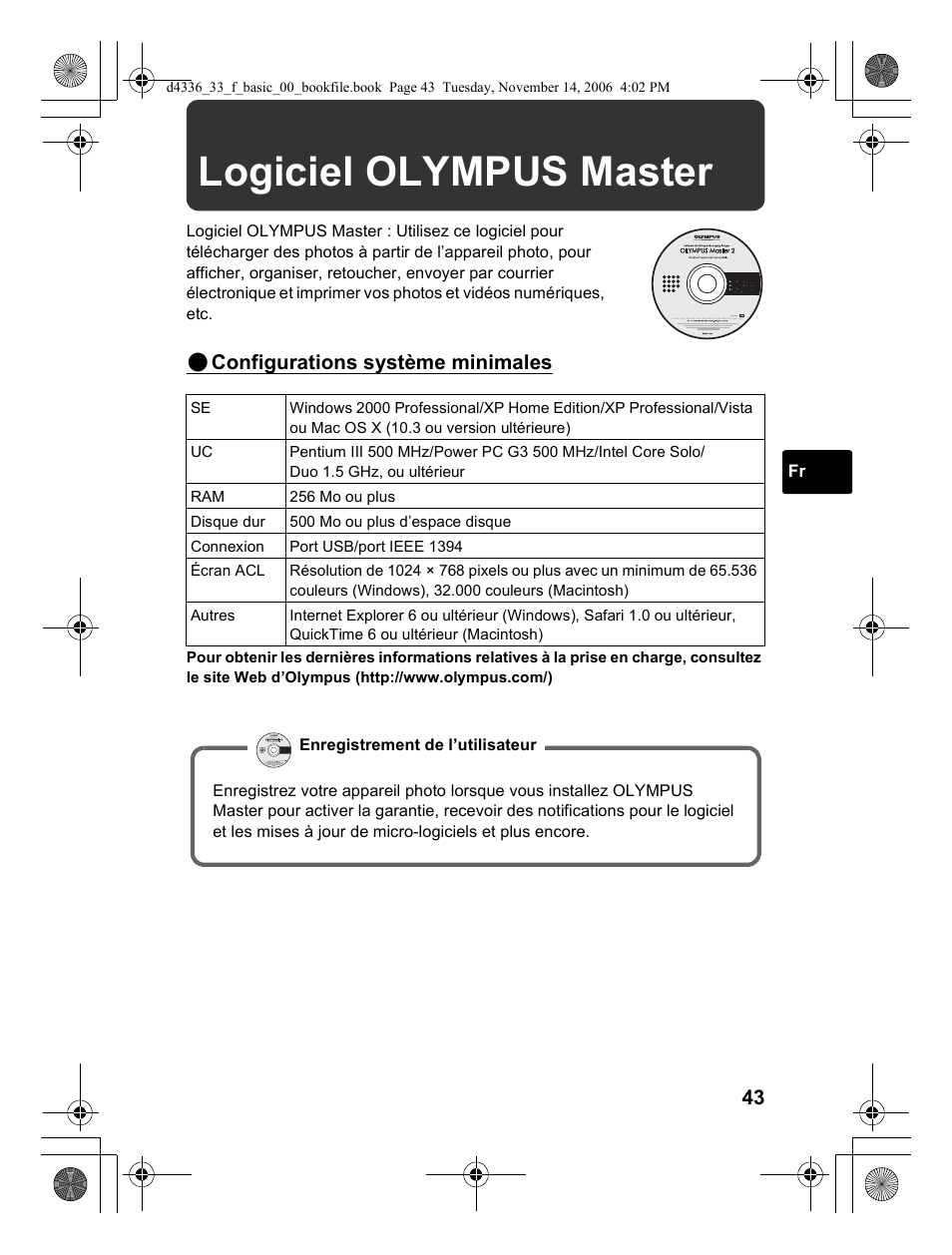 Logiciel olympus master | Olympus FE-240 User Manual | Page 43 / 100