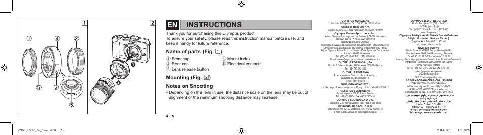 Instructions | Olympus MMF-2 User Manual | Page 2 / 66