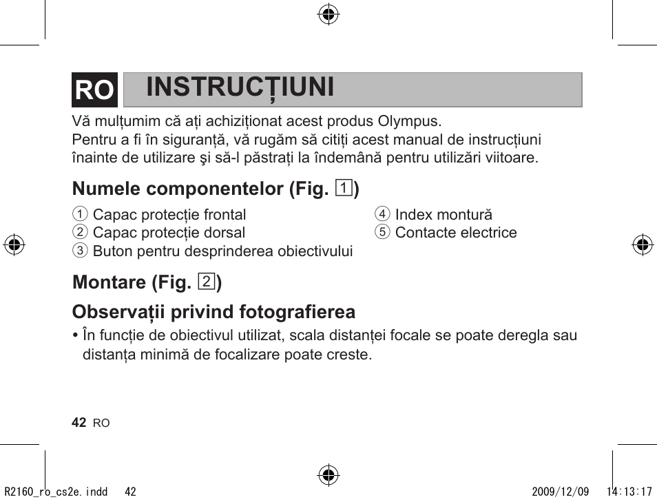 R2160_ro_cs2e.pdf, Instrucţiuni | Olympus MMF-2 User Manual | Page 40 / 66