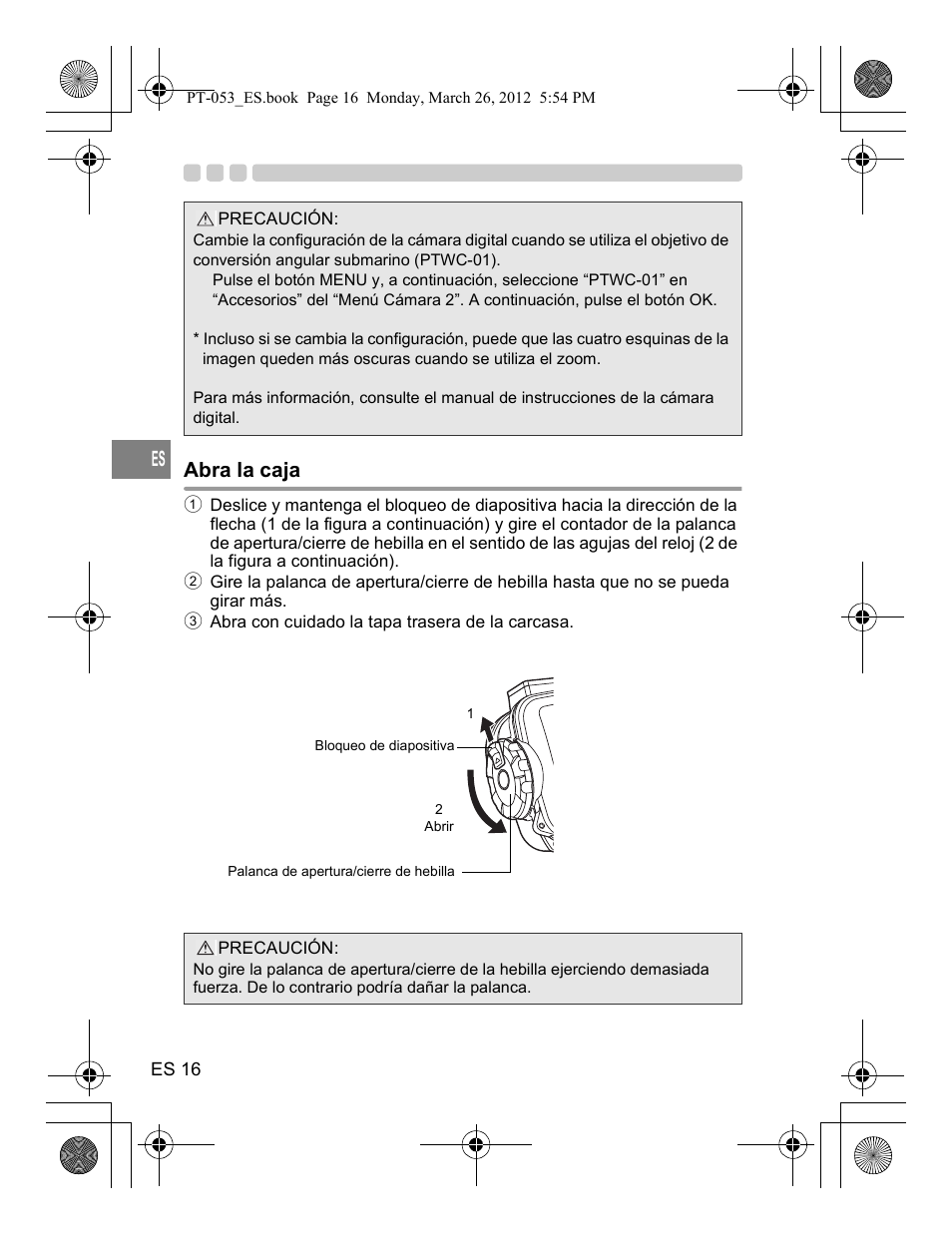 Abra la caja | Olympus PT-053 User Manual | Page 136 / 211