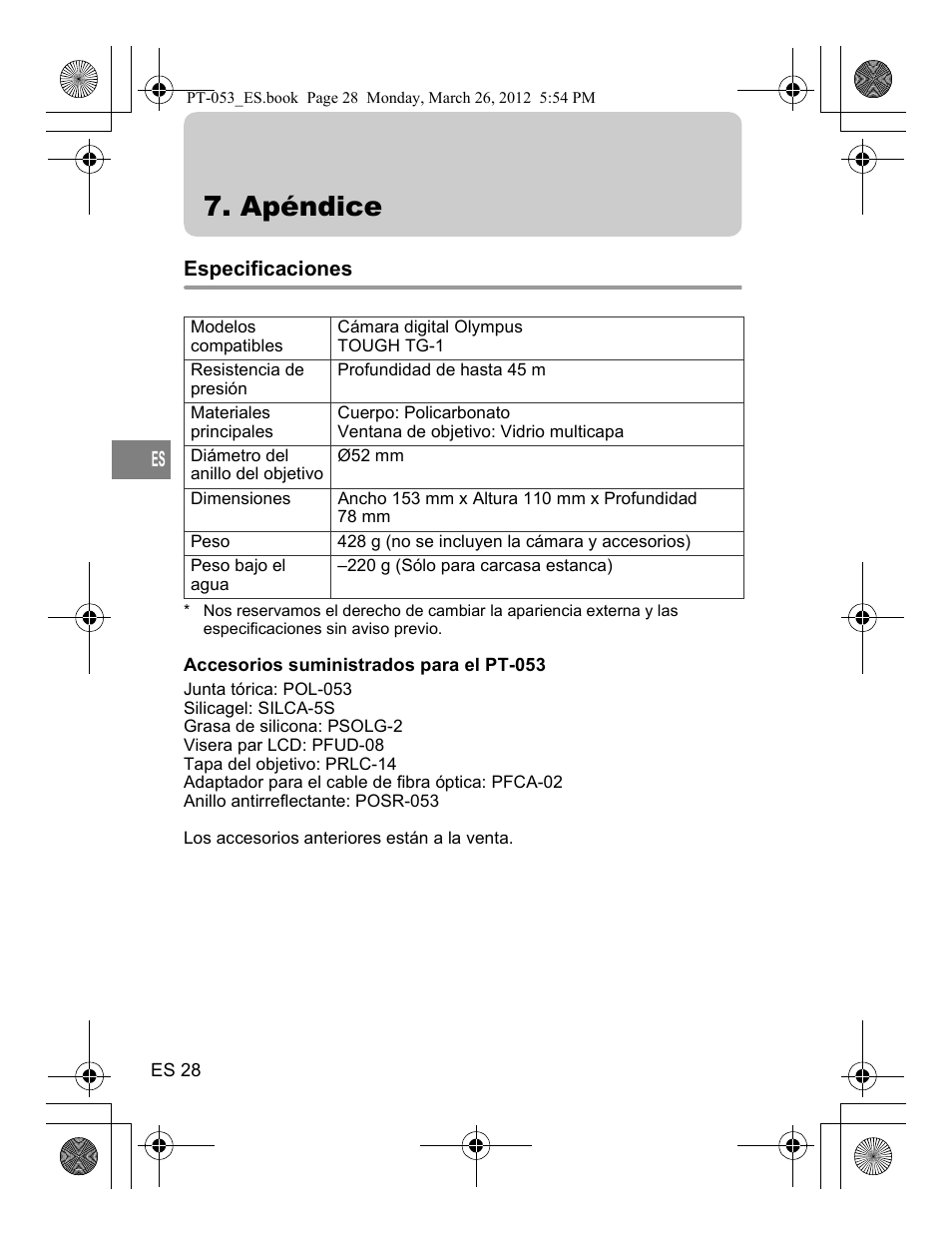 Apéndice | Olympus PT-053 User Manual | Page 148 / 211