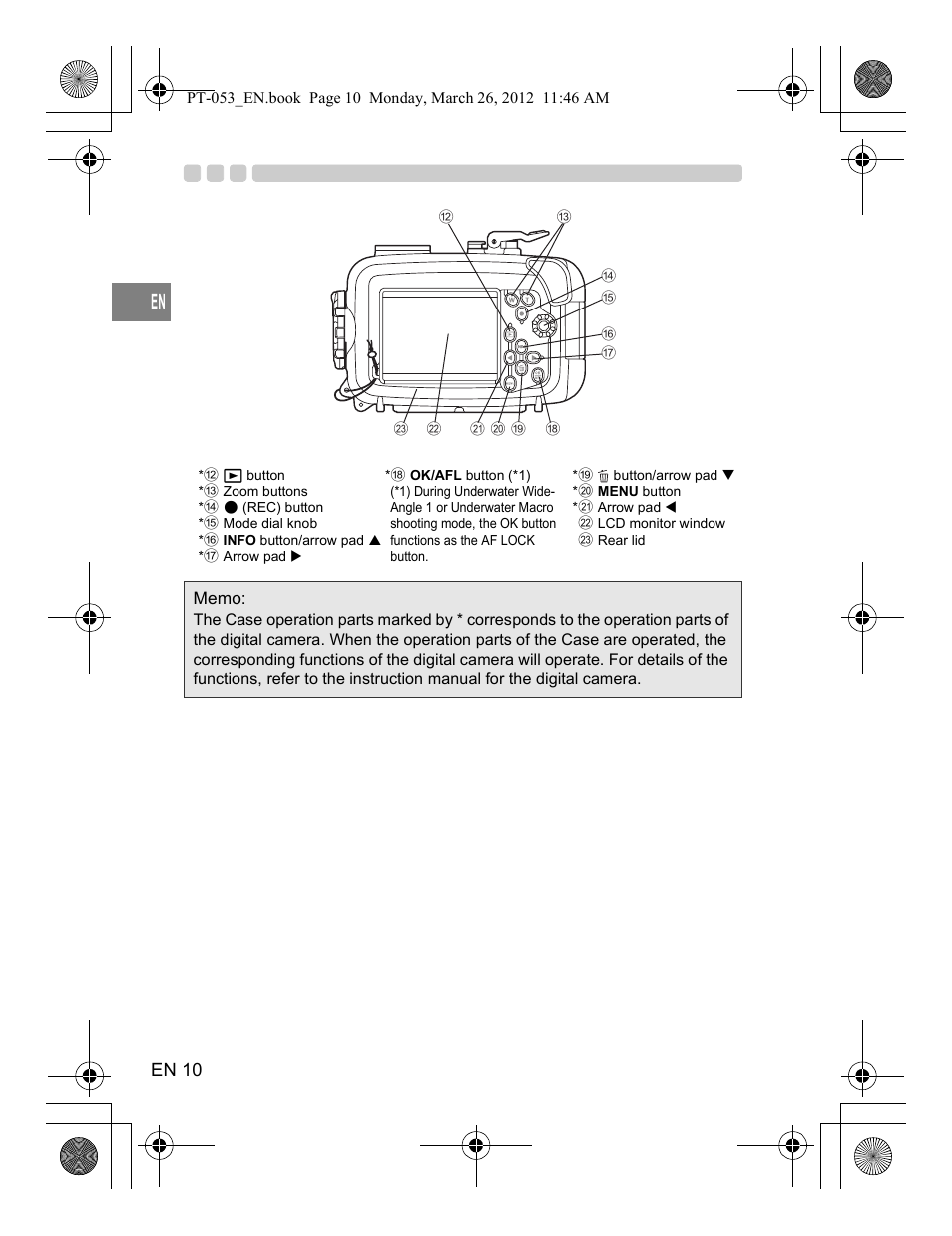 En 10 | Olympus PT-053 User Manual | Page 40 / 211