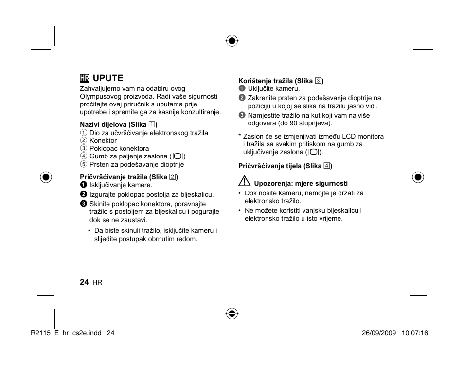 Hr upute | Olympus VF-2 User Manual | Page 22 / 66