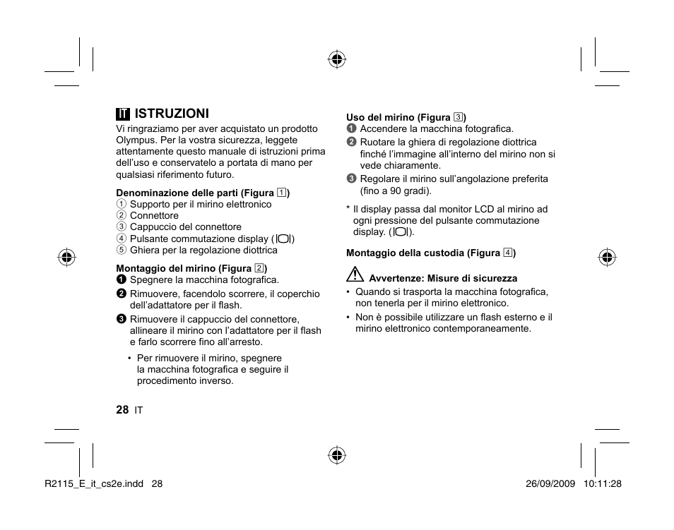 It istruzioni | Olympus VF-2 User Manual | Page 26 / 66