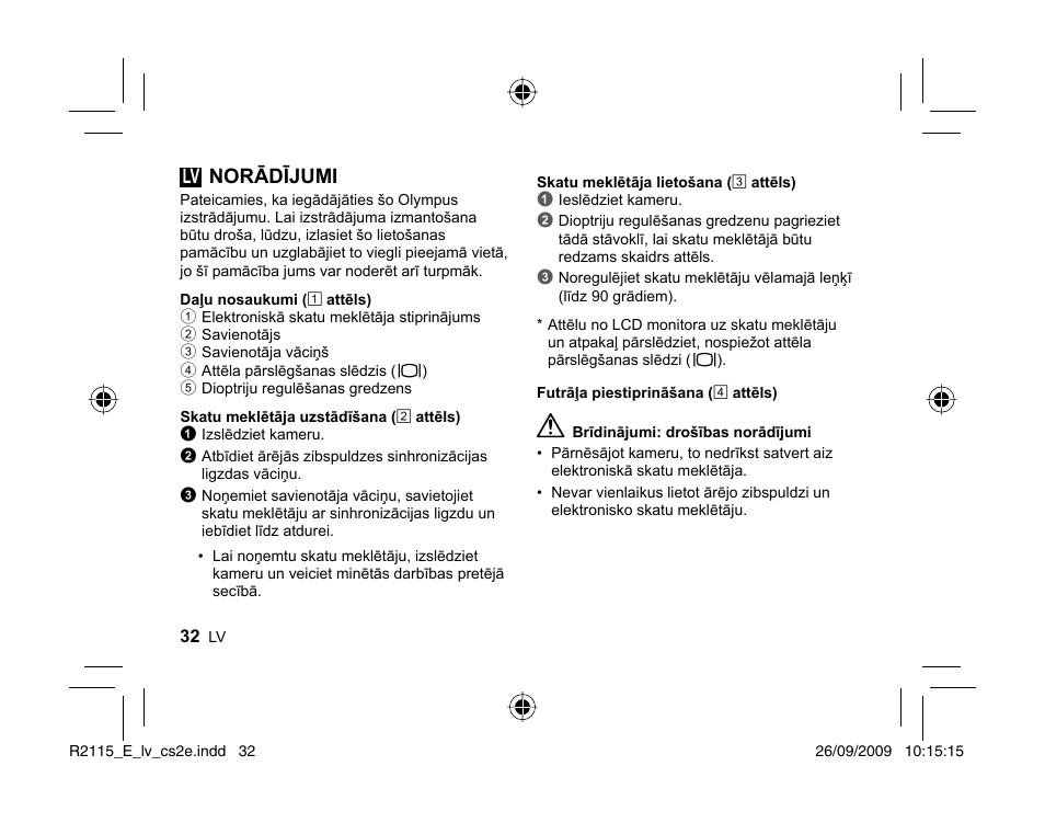 Lv norādījumi | Olympus VF-2 User Manual | Page 30 / 66