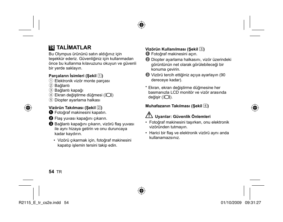 Tr talimatlar | Olympus VF-2 User Manual | Page 52 / 66