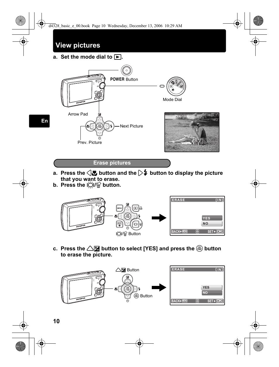 View pictures, Erase pictures | Olympus µ 760 User Manual | Page 10 / 132