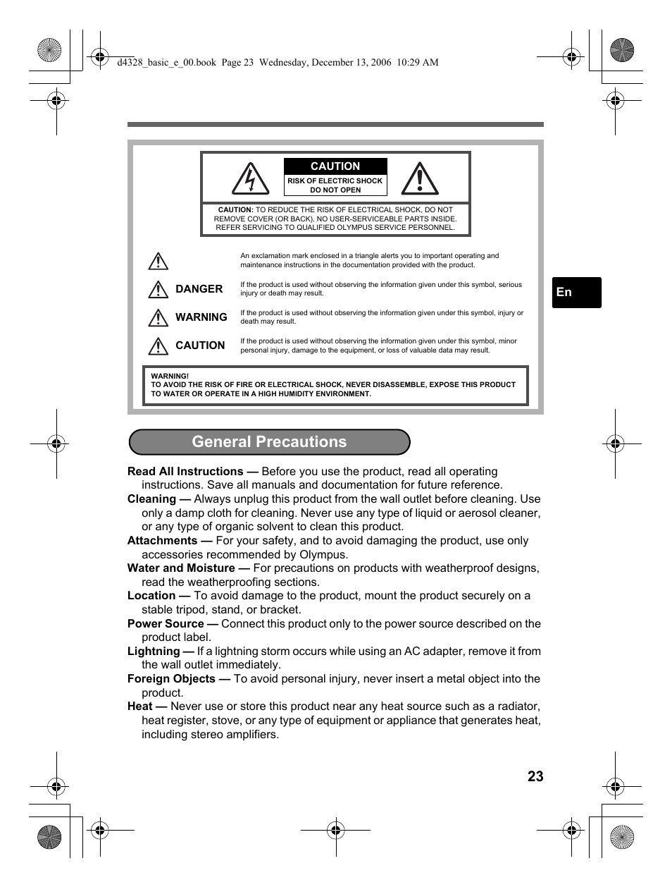 General precautions | Olympus µ 760 User Manual | Page 23 / 132