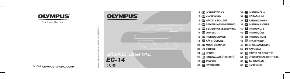 Olympus ZUIKO DIGITAL 1.4x Telekonverter EC-14 User Manual | 58 pages