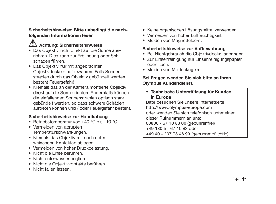 Olympus ZUIKO DIGITAL 1.4x Telekonverter EC-14 User Manual | Page 9 / 58