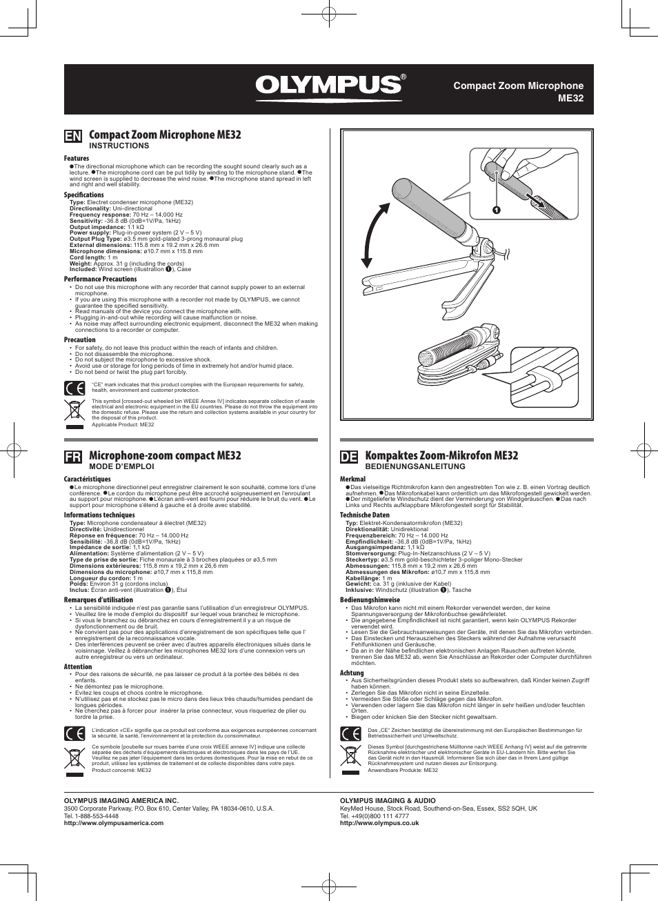 Olympus ME32 User Manual | 2 pages