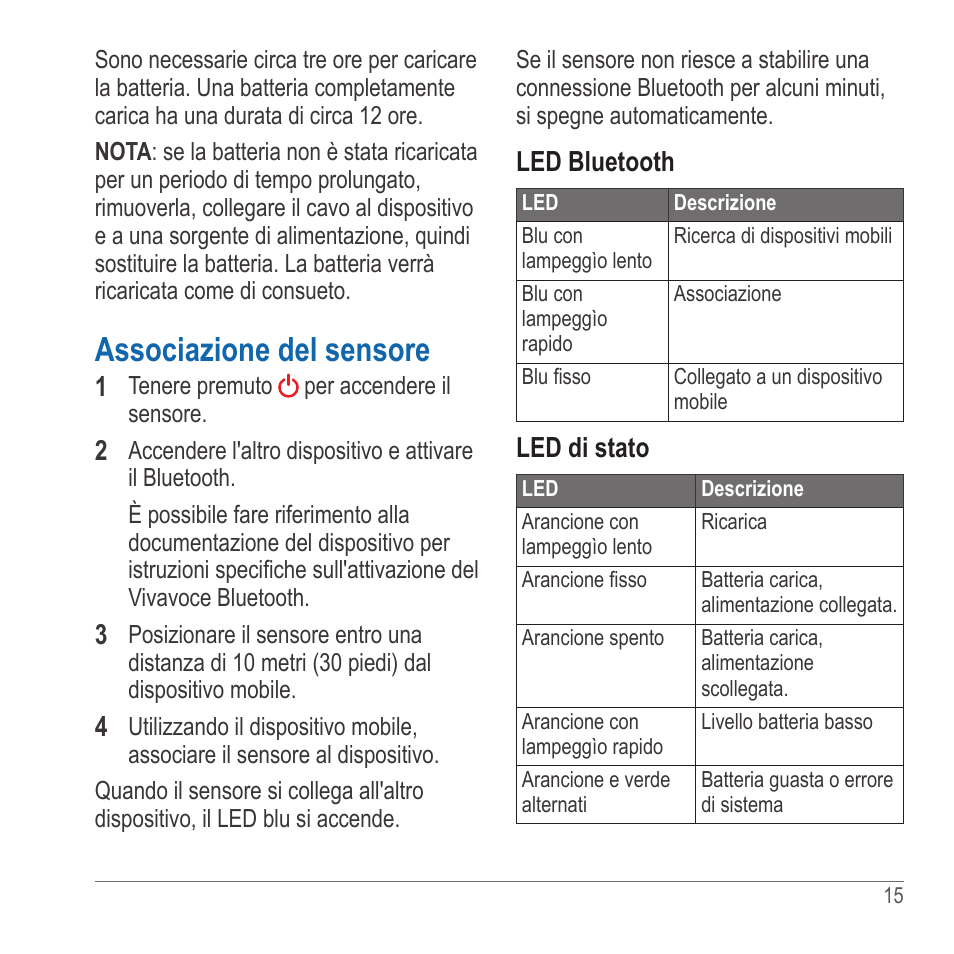 Associazione del sensore | Garmin GLO User Manual | Page 15 / 76