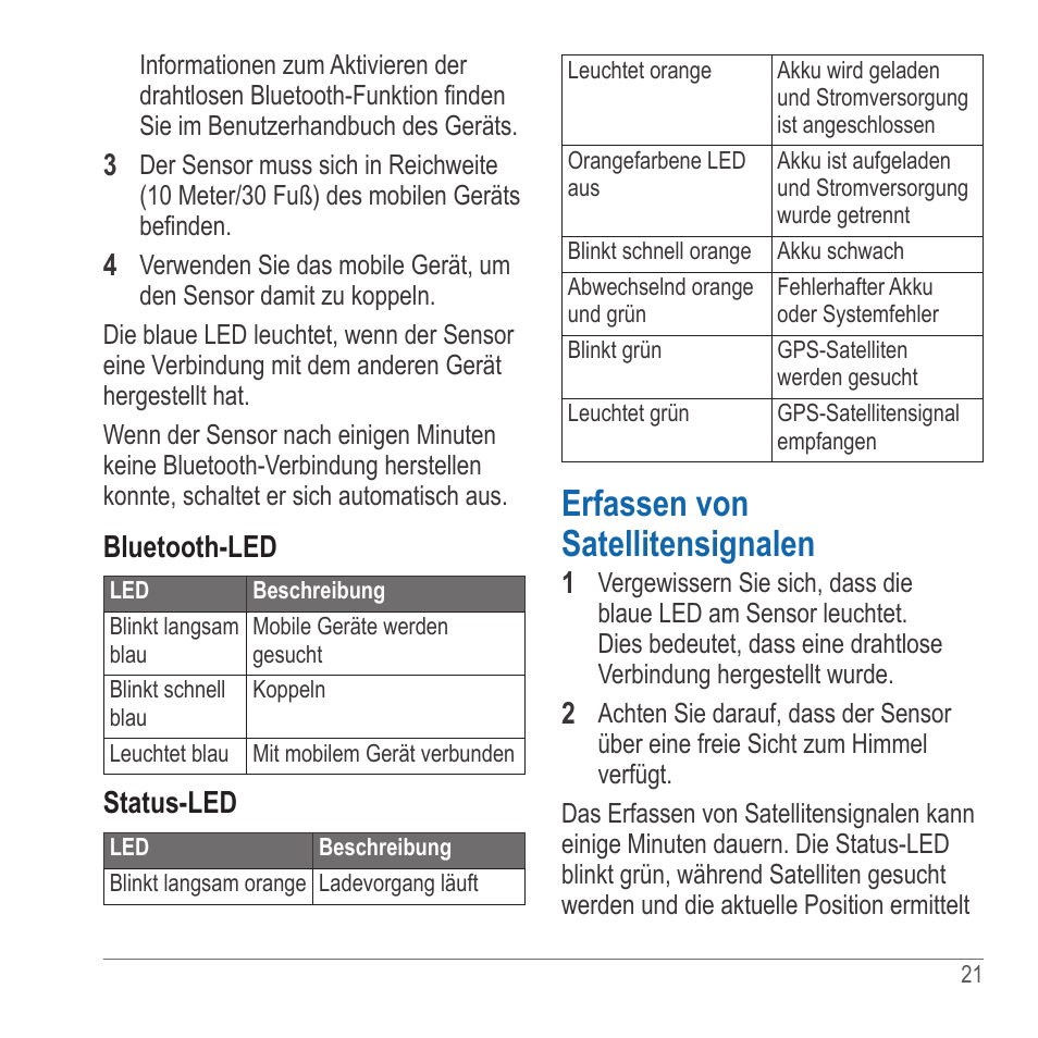 Erfassen von satellitensignalen | Garmin GLO User Manual | Page 21 / 76