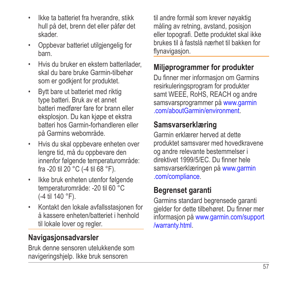 Garmin GLO User Manual | Page 57 / 76