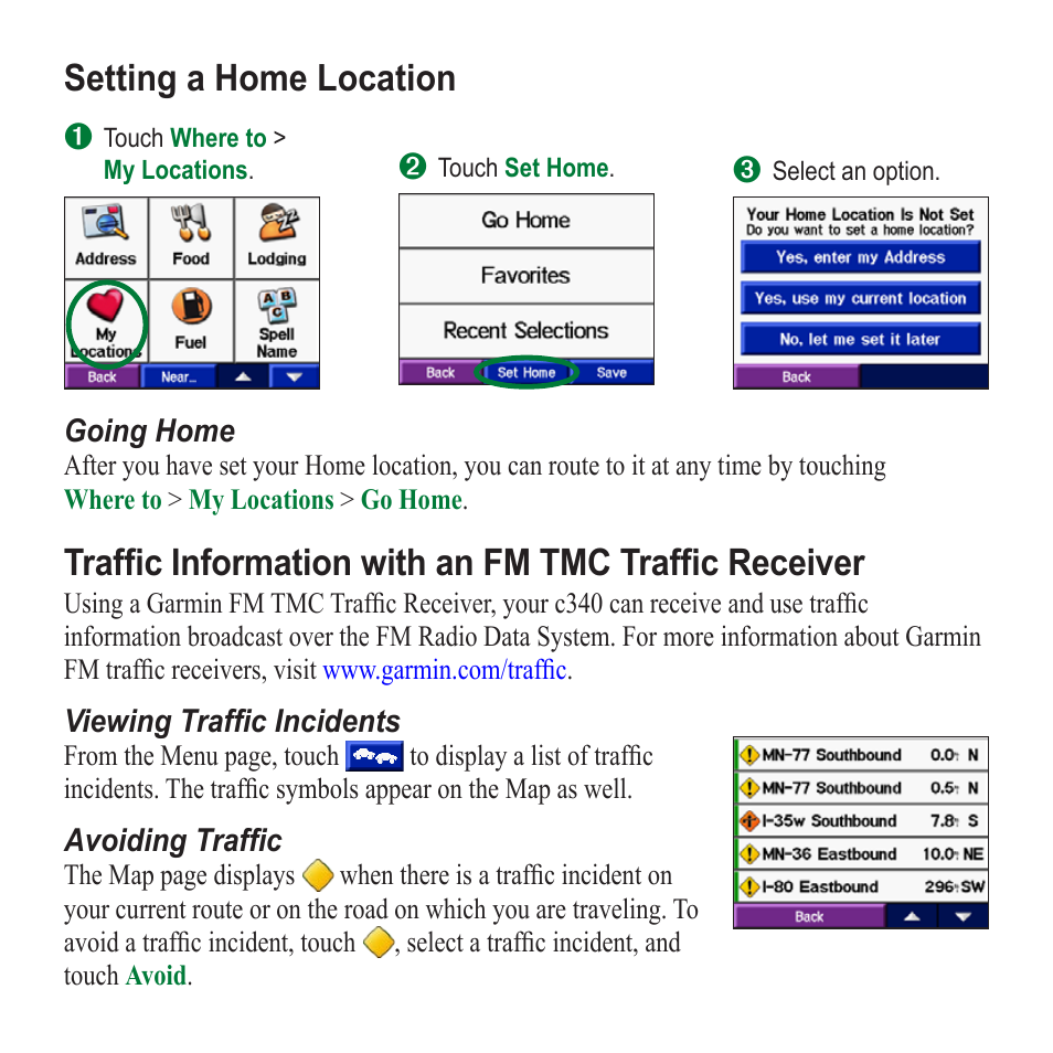 Setting � home loc�tion | Garmin StreetPilot c340 User Manual | Page 7 / 8