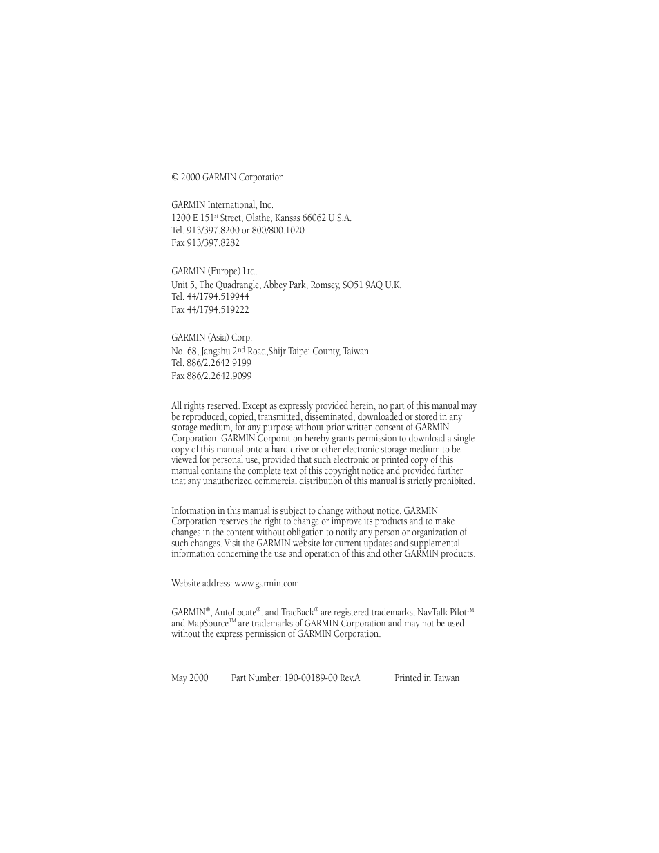 Garmin NavTalk Pilot User Manual | Page 2 / 176