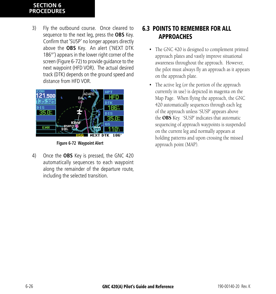 3 points to remember for all approaches, 3 points to remember for all approaches -26 | Garmin GNC 420 User Manual | Page 110 / 258