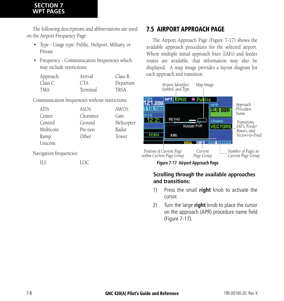 5 airport approach page | Garmin GNC 420 User Manual | Page 118 / 258