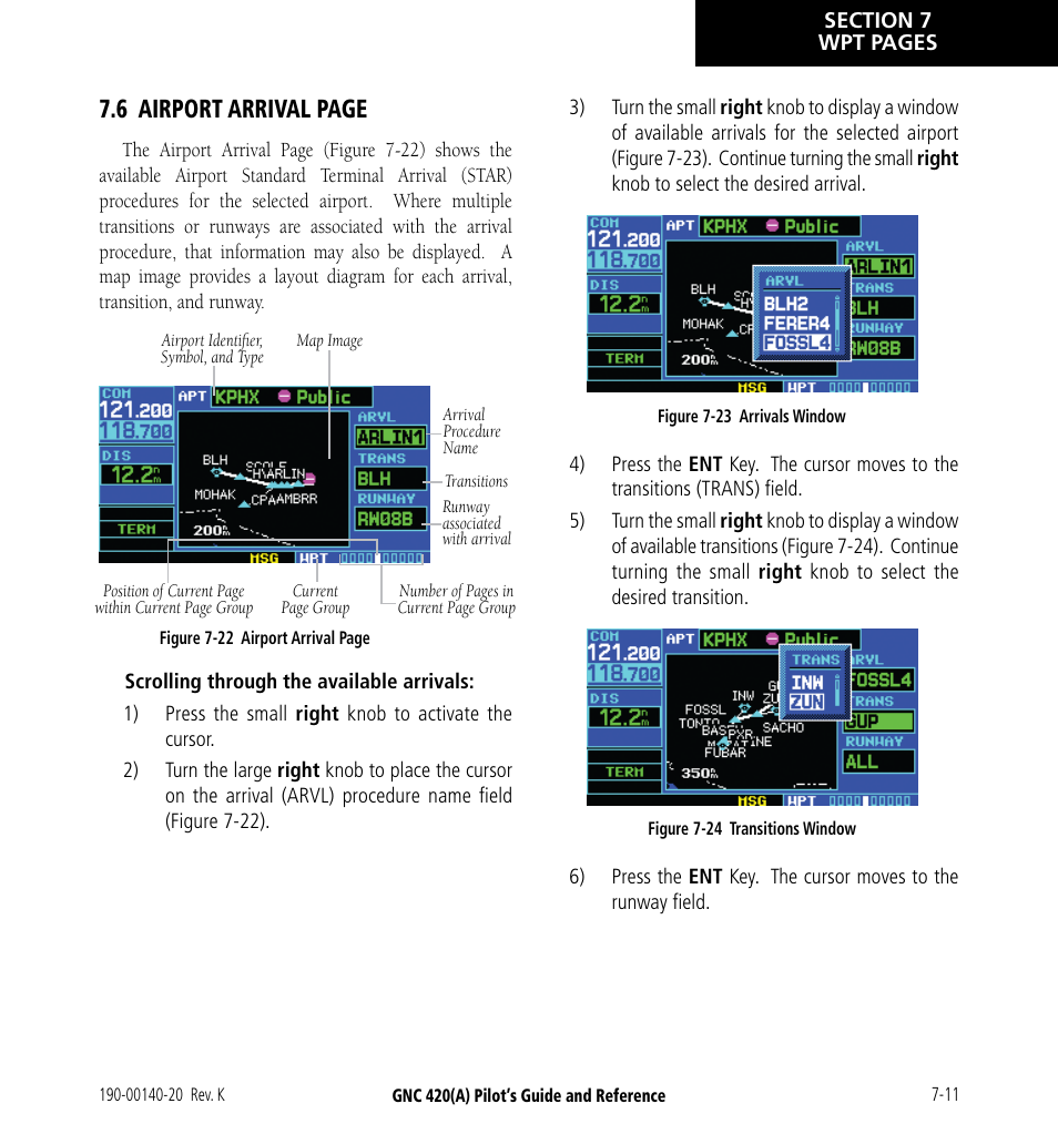 6 airport arrival page | Garmin GNC 420 User Manual | Page 121 / 258