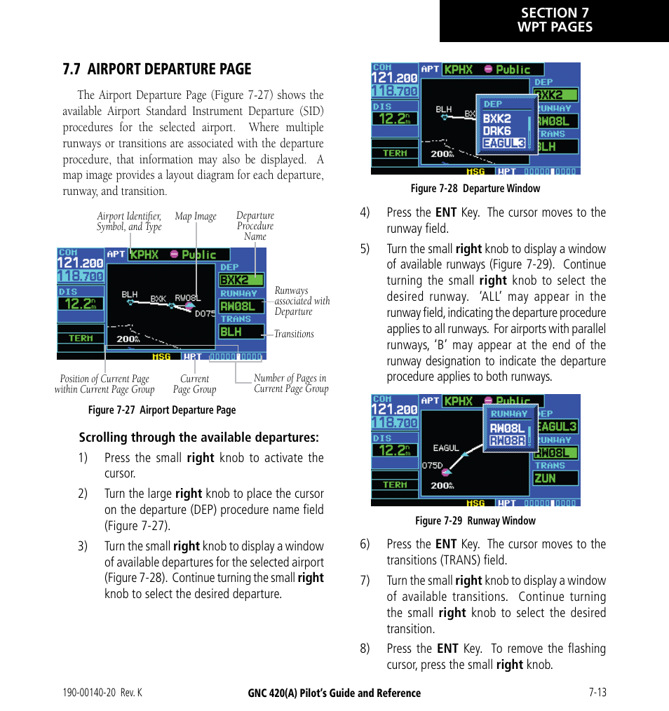 7 airport departure page | Garmin GNC 420 User Manual | Page 123 / 258