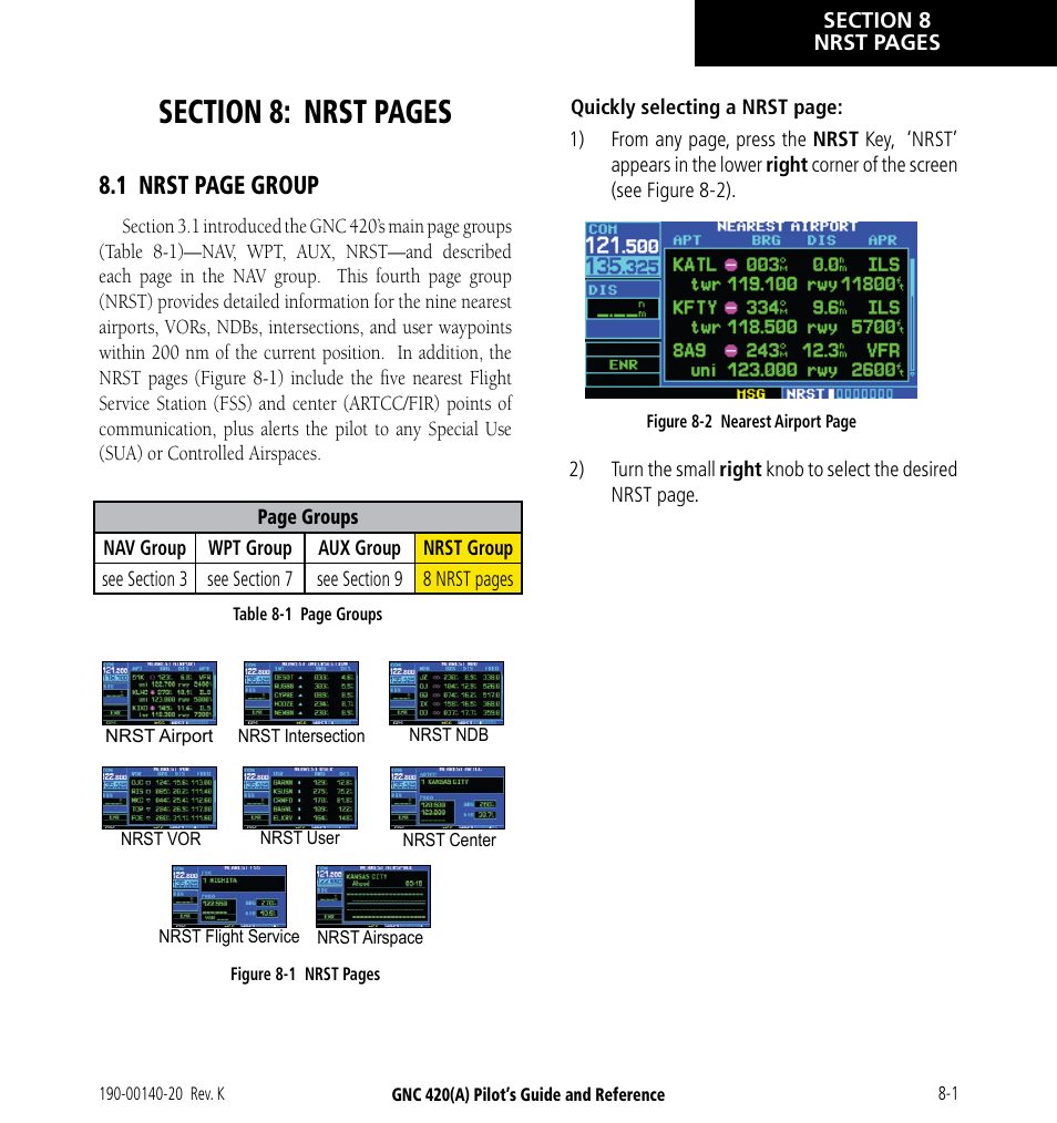 1 nrst page group | Garmin GNC 420 User Manual | Page 135 / 258