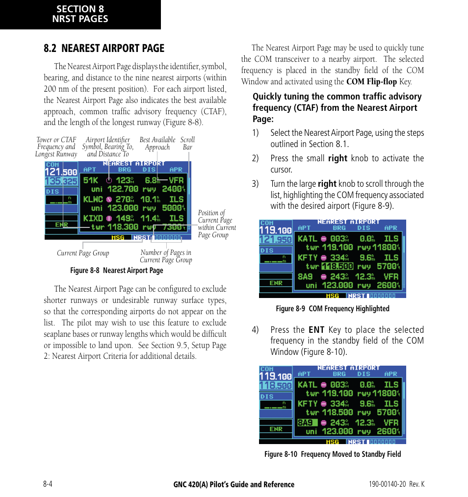 2 nearest airport page | Garmin GNC 420 User Manual | Page 138 / 258