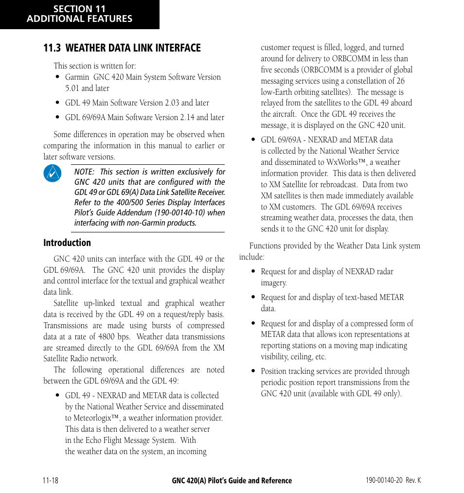 3 weather data link interface | Garmin GNC 420 User Manual | Page 208 / 258