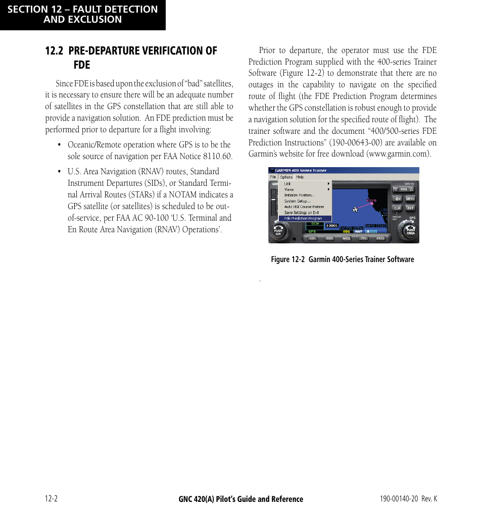 2 pre-departure verification of fde, 2 pre-departure verification of fde -2 | Garmin GNC 420 User Manual | Page 228 / 258