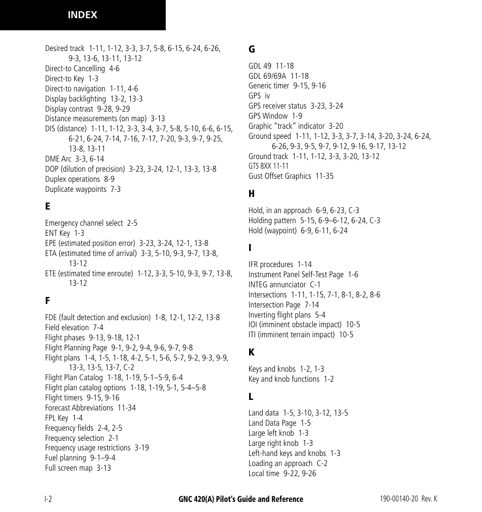 Garmin GNC 420 User Manual | Page 252 / 258