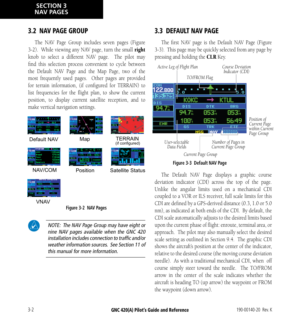 2 nav page group, 3 default nav page | Garmin GNC 420 User Manual | Page 36 / 258